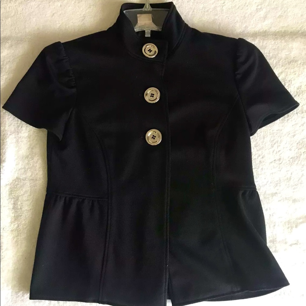 Michael Kors Black 3 Button Cardigan/Blazer - Cap Sleeve Short Sleeve Size XS/XP